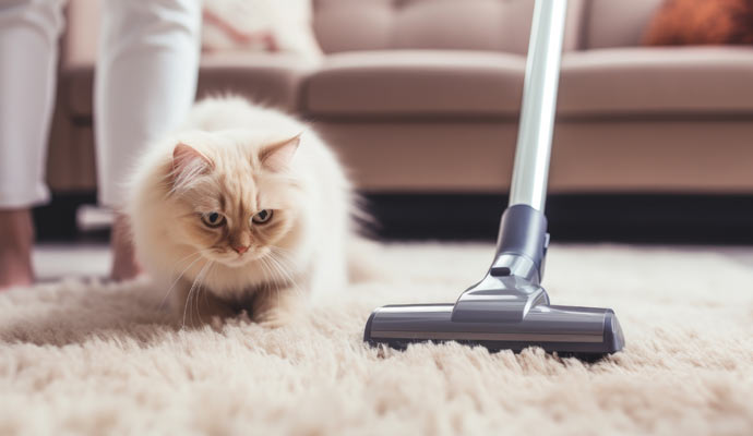 cleaning rug with vacuum cleaner