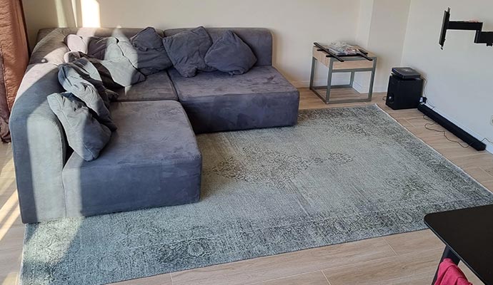 Clean viscose rug placed on the floor