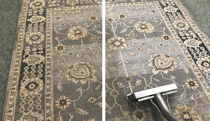 Dirty rug vacuum cleaning