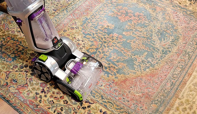 Viscose rug cleaning using equipment