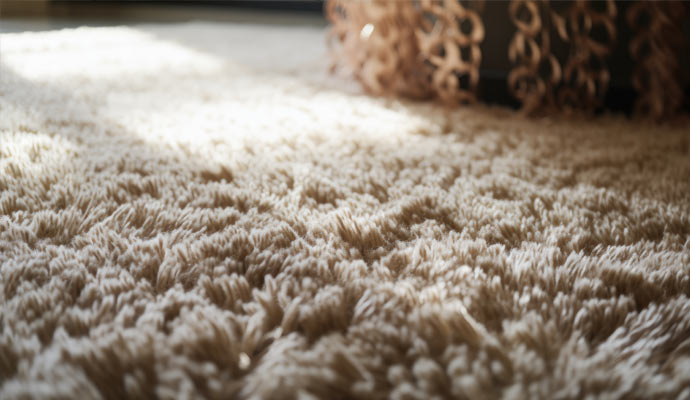 White fluffy shaggy rug